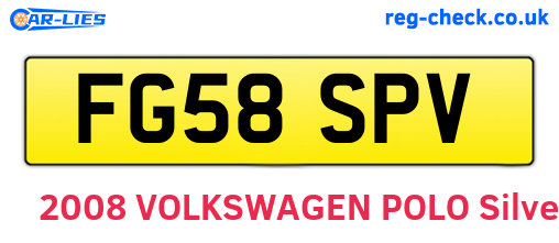 FG58SPV are the vehicle registration plates.
