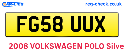 FG58UUX are the vehicle registration plates.