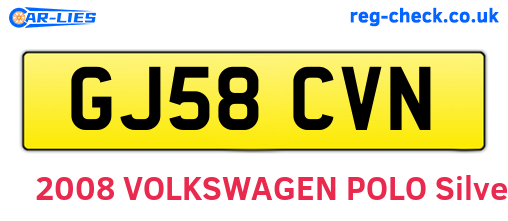 GJ58CVN are the vehicle registration plates.