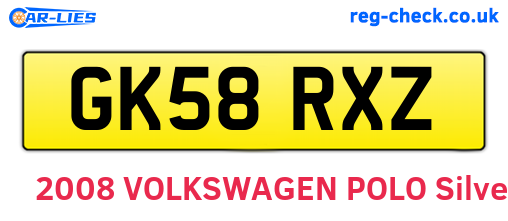 GK58RXZ are the vehicle registration plates.