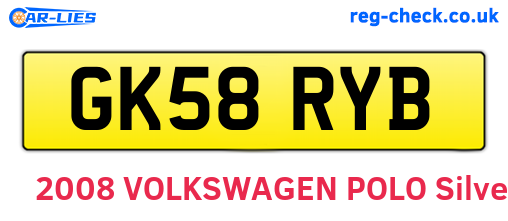 GK58RYB are the vehicle registration plates.