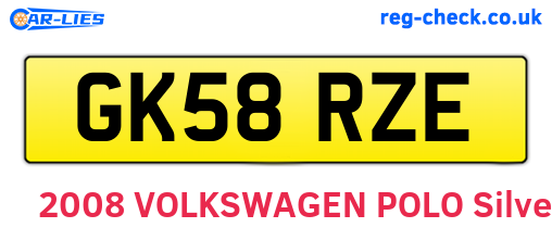 GK58RZE are the vehicle registration plates.