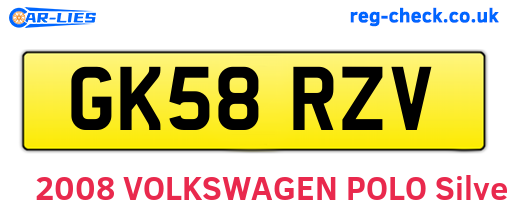 GK58RZV are the vehicle registration plates.
