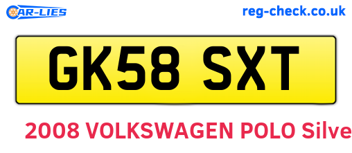 GK58SXT are the vehicle registration plates.