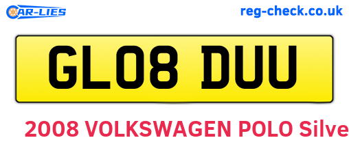 GL08DUU are the vehicle registration plates.