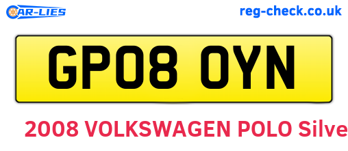 GP08OYN are the vehicle registration plates.