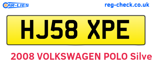 HJ58XPE are the vehicle registration plates.