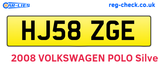 HJ58ZGE are the vehicle registration plates.