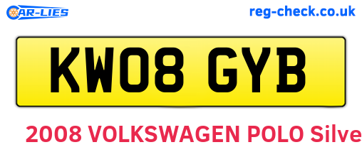 KW08GYB are the vehicle registration plates.