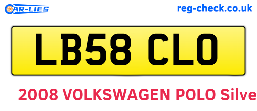 LB58CLO are the vehicle registration plates.