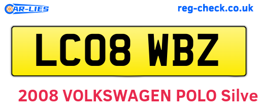 LC08WBZ are the vehicle registration plates.