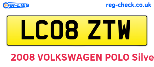 LC08ZTW are the vehicle registration plates.