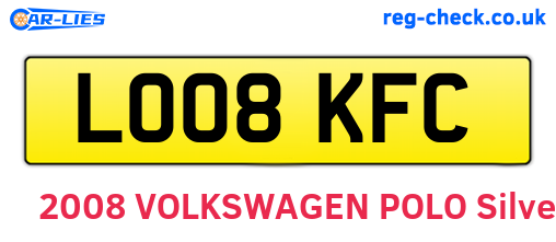 LO08KFC are the vehicle registration plates.