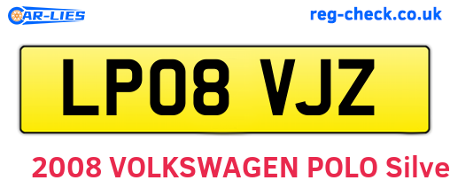 LP08VJZ are the vehicle registration plates.