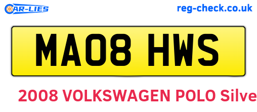 MA08HWS are the vehicle registration plates.