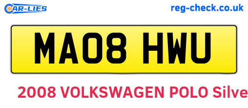 MA08HWU are the vehicle registration plates.