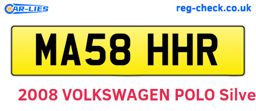 MA58HHR are the vehicle registration plates.