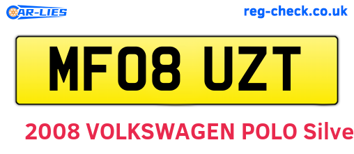 MF08UZT are the vehicle registration plates.