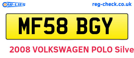 MF58BGY are the vehicle registration plates.