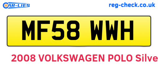 MF58WWH are the vehicle registration plates.