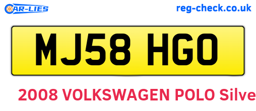 MJ58HGO are the vehicle registration plates.