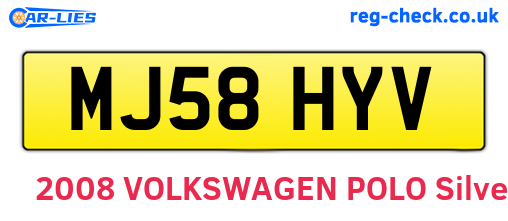 MJ58HYV are the vehicle registration plates.