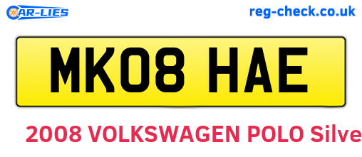 MK08HAE are the vehicle registration plates.