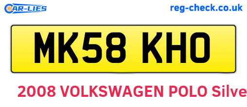 MK58KHO are the vehicle registration plates.