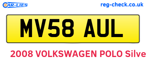 MV58AUL are the vehicle registration plates.