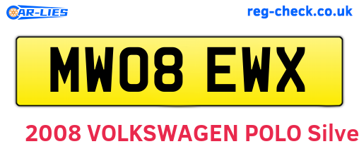 MW08EWX are the vehicle registration plates.