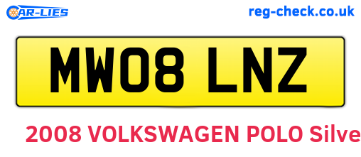 MW08LNZ are the vehicle registration plates.