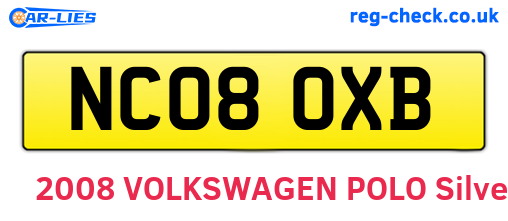 NC08OXB are the vehicle registration plates.