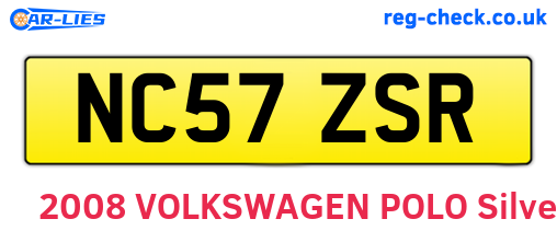 NC57ZSR are the vehicle registration plates.