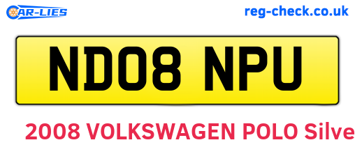 ND08NPU are the vehicle registration plates.
