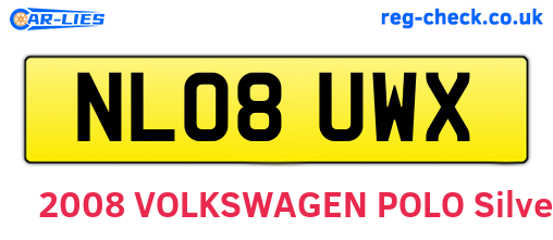 NL08UWX are the vehicle registration plates.