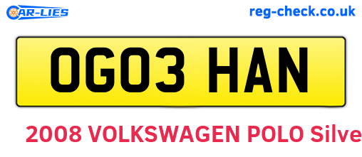 OG03HAN are the vehicle registration plates.