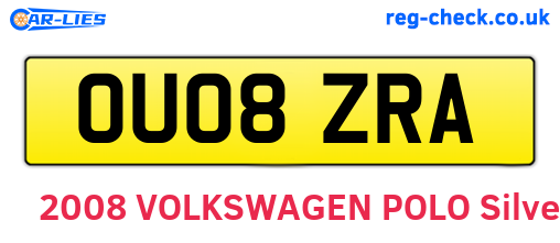 OU08ZRA are the vehicle registration plates.