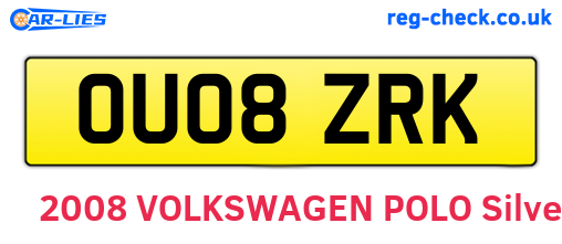 OU08ZRK are the vehicle registration plates.
