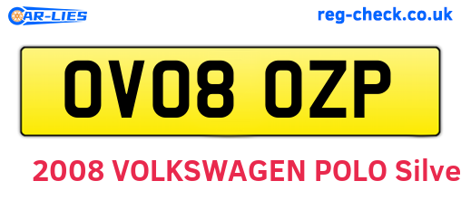 OV08OZP are the vehicle registration plates.