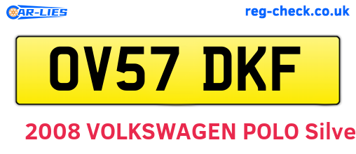OV57DKF are the vehicle registration plates.