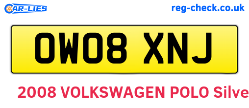 OW08XNJ are the vehicle registration plates.