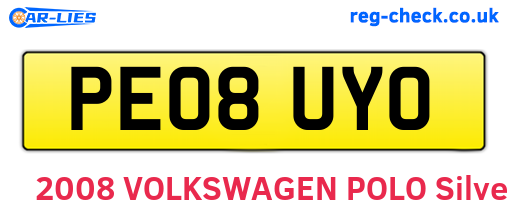 PE08UYO are the vehicle registration plates.
