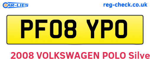 PF08YPO are the vehicle registration plates.