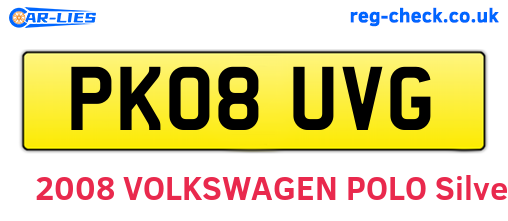 PK08UVG are the vehicle registration plates.