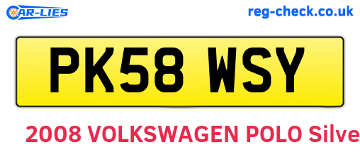 PK58WSY are the vehicle registration plates.
