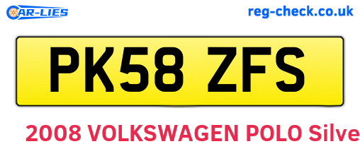 PK58ZFS are the vehicle registration plates.