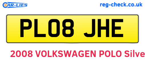 PL08JHE are the vehicle registration plates.