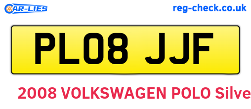 PL08JJF are the vehicle registration plates.