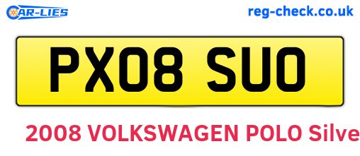 PX08SUO are the vehicle registration plates.