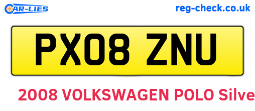 PX08ZNU are the vehicle registration plates.